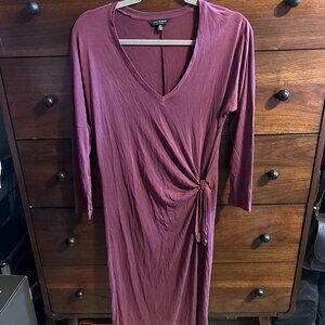 Lucky Brand Burgundy V-Neck Side Tie Midi Dress - Size S